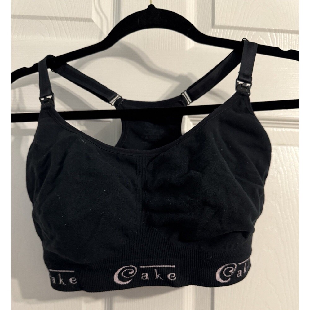 Cake Women’s Maternity Nursing Bra Wireless Soft Comfort Black Large Adjustable